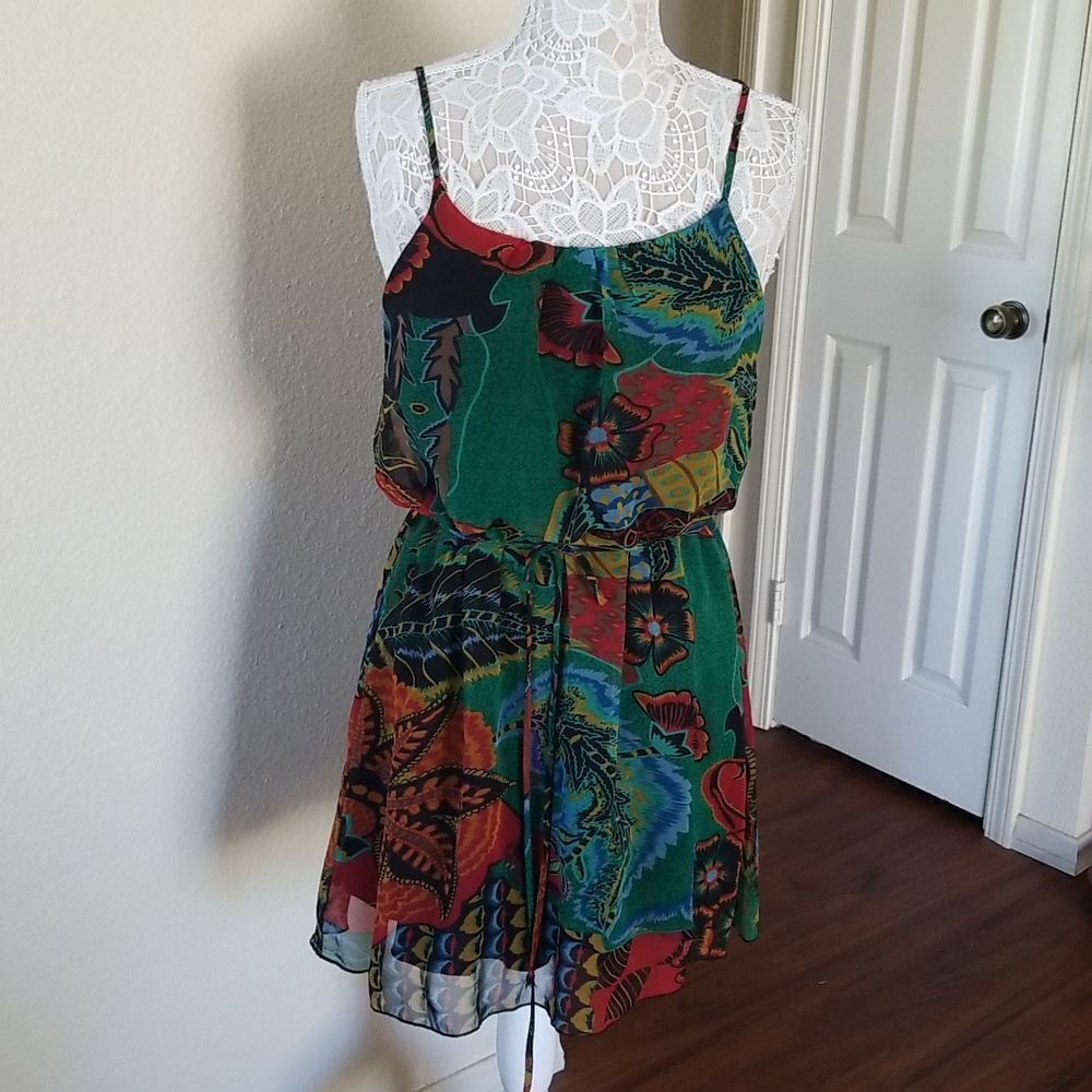 Poetry Colorful Spaghetti Strap Whimsigoth Dress Fairycore Size‎ Large